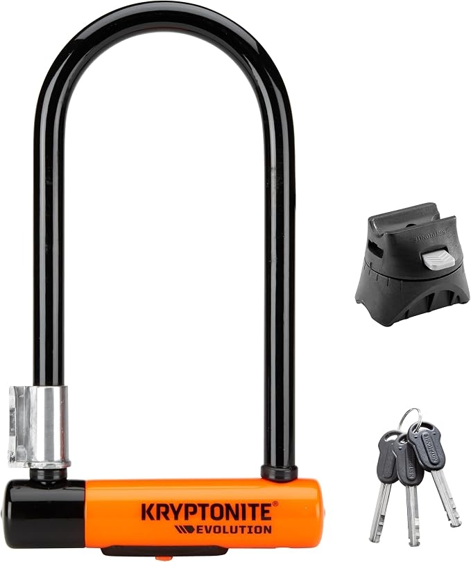 Kryptonite Evolution Standard Bike U-Lock, 14mm Steel Shackle & 3 Keys