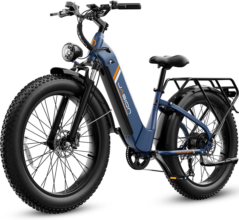 Jasion Thunder Electric Bike,1800W Peak Ebikes for Adults,26''Fat Tire Best Ebike for Men,80 Miles with 864Wh Battery,30+MPH Max Speed Bicycles,400LB Capacity,Certified by UL2849