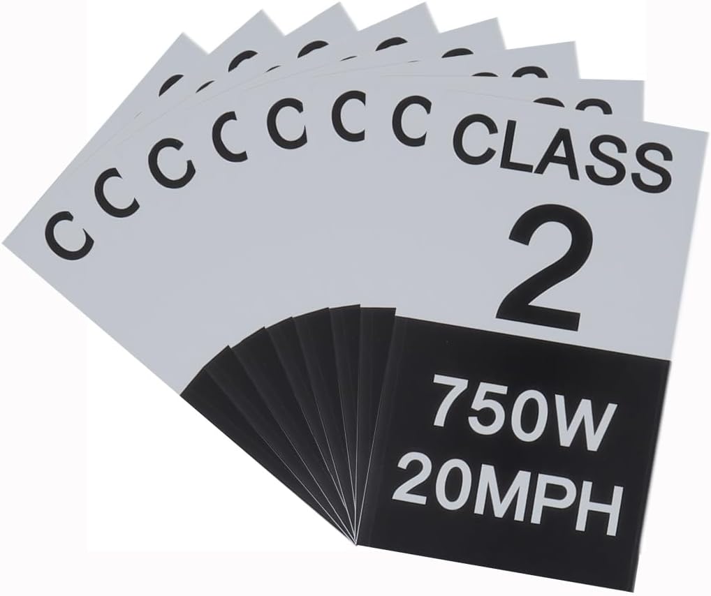 Class 2 Ebike Sticker 8 Pack, 750W 20MPH Decal (B0G4FVYV8X)