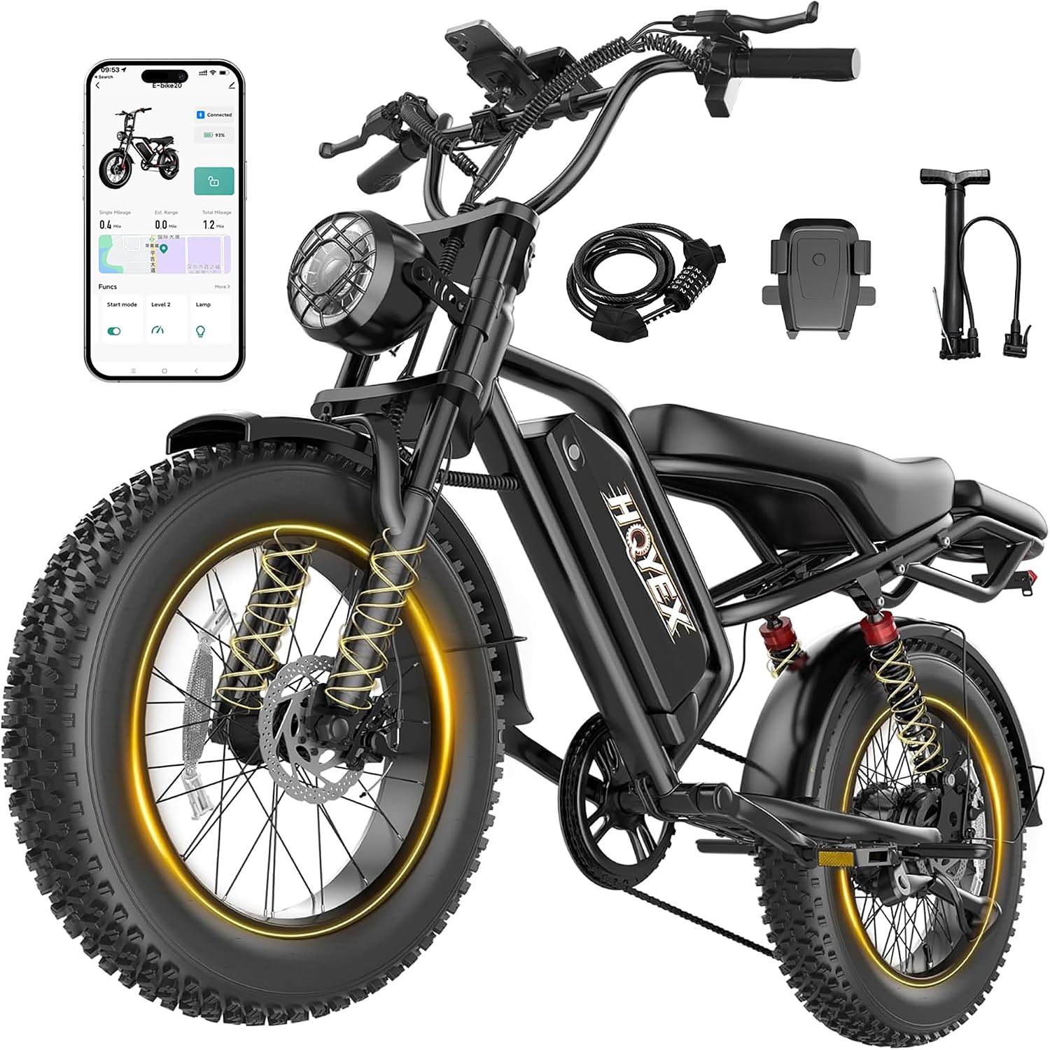 Electric Bike for Adults, 1500W Brushless Motor Ebike, 20" Fat Tire Electric Bicycles, 48V 20Ah Battery, 31MPH Top Speed with Dual Suspension E Bikes
