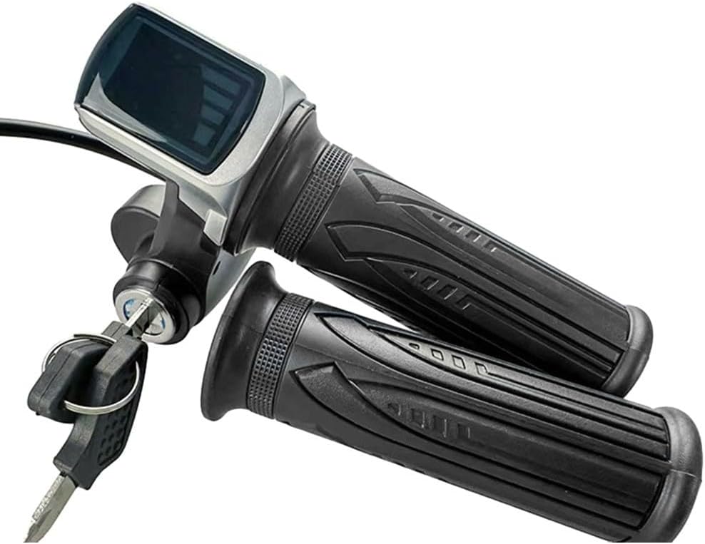 E-Bike Throttle Handlebar with LED Display, 36V/48V Electric Scooter Twist Grip Accelerator, Button Start for Bicycle Tricycle Parts(36V)