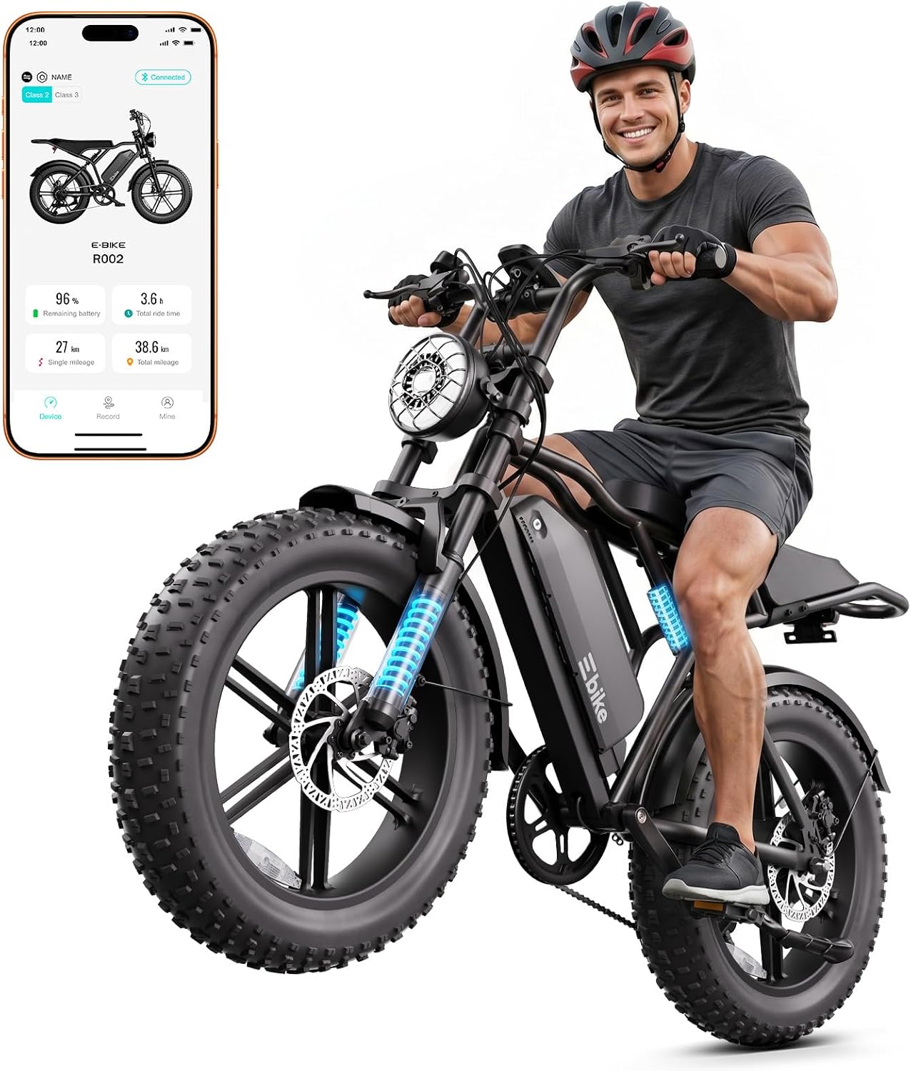 Electric Bike for Adults, 2000W Peak, 20x4 Fat Tire, 48V Removable Battery